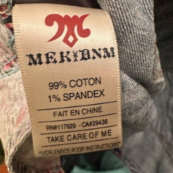 Mek Dnm Unisex Y2K Boot Cut Embellished Flap Pockets Wash Distressed Look Sz 29 - Picture 8 of 8